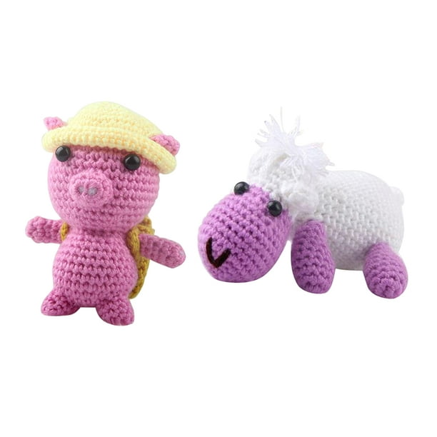 E5BB 2Sets Cow Crochet Kits Dolls DIY Knitting Crocheting Animal
