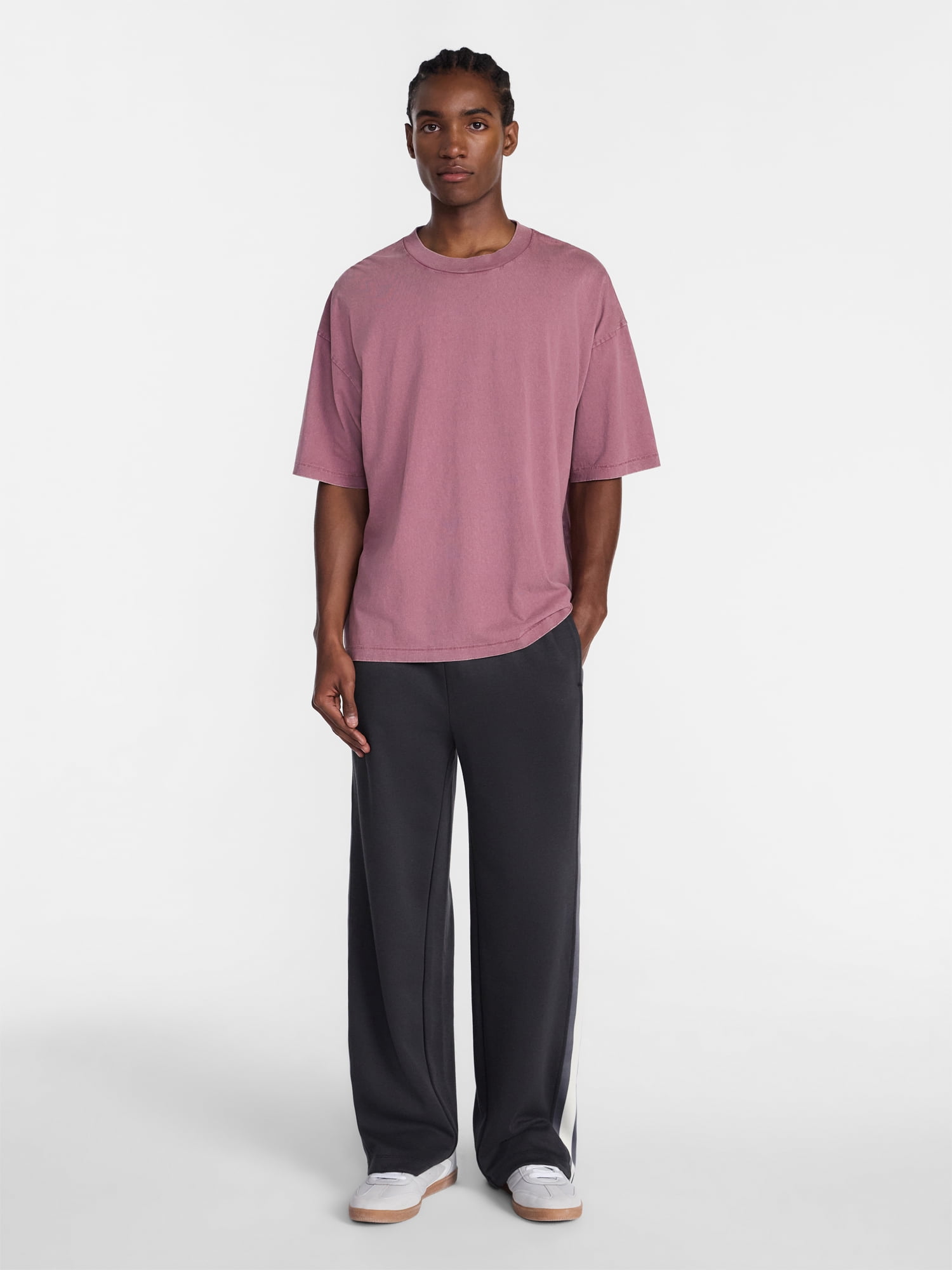 No Boundaries Men's Oversized Boxy Tee Shirt with Short Sleeves, XS-4XLT