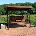 thumbnail image 5 of Sunnydaze Steel 3-Person Patio Swing with Adjustable Tilt Canopy and Cushions, Brown, 5 of 9