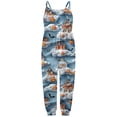 thumbnail image 5 of Weebloom Halloween Girl Romper Baby Pumpkin Prints Jumpsuit Sleeveless Outfits Clothes Stylish Overalls,Sky Blue, 5 of 5