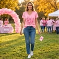 thumbnail image 5 of Pink Breast Cancer Awareness Shirts Women October Inspirational Pink T-Shirts Short Sleeve V-Neck Casual Tee Tops, 5 of 7