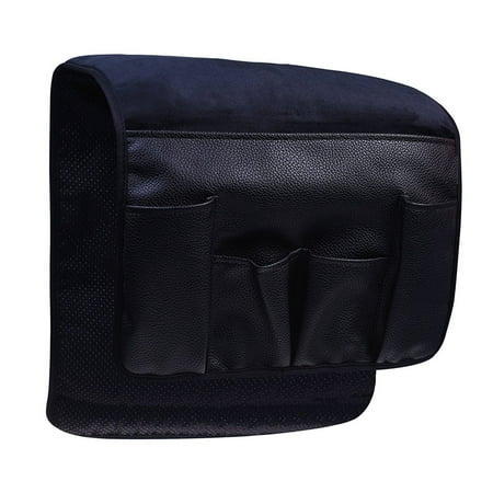 XMMSWDLA Armchair for Couch Remote Control Holder Recliner Armrest Organizer Non Slip Sofa Arm Chair with 5 Pocket Storage for Magazine Tablet Phone Chocolate black