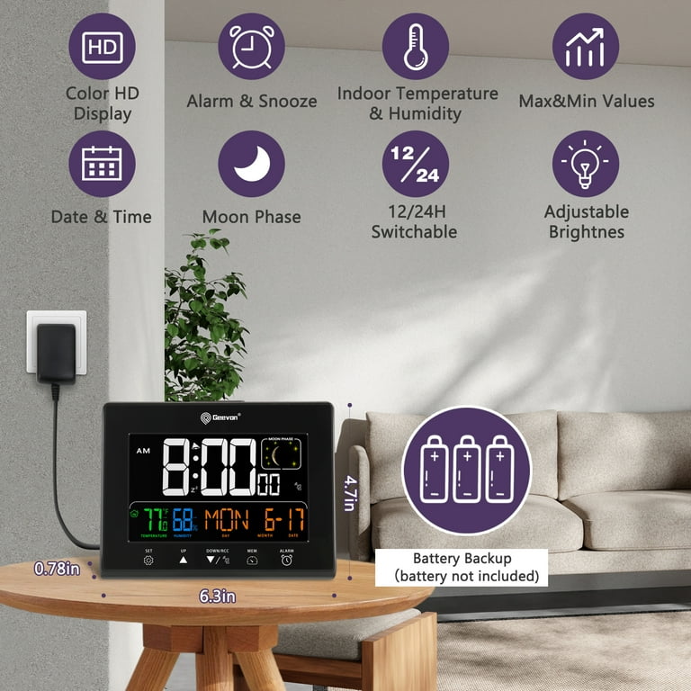 Geevon Digital Atomic Alarm Clock, Black photo 2