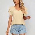 thumbnail image 2 of Kingdiese Womens Summer Casual V Neck Short Sleeve T Shirt Loose Fit Double Layer Sleeve And Collar Top Trashier Shirts, Size XL, 2 of 4