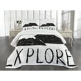 thumbnail image 3 of Ambesonne Adventure Quilted Bedspread Set 3 Pcs, Explore Wild Forest, King Size, Black White, 3 of 5