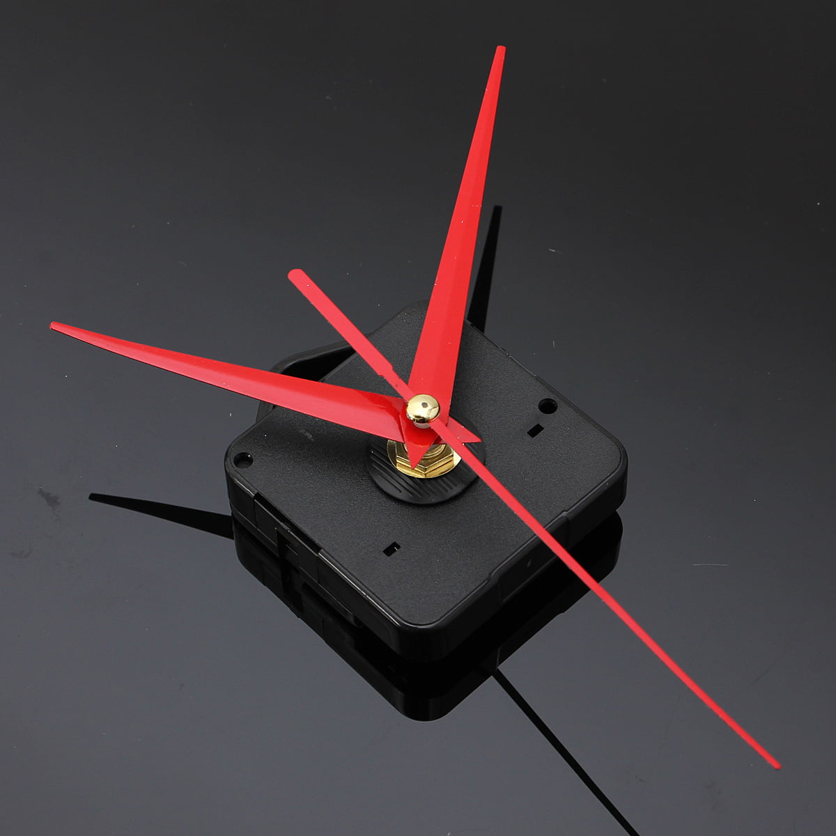 DIY Quartz Movement Mechanism Clock-Black and Red Hands Part Kit Tools UK 