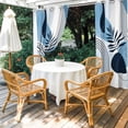 thumbnail image 4 of Outdoor Curtains for Patio Waterproof, Blue Bohogeometric Outdoor Privacy Panels Grommet, Bohemia Ethnic Abstract Lines Leaf Blackout Outside Curtains for Porch/Cabana 54"x84", 2 Panels, 4 of 8