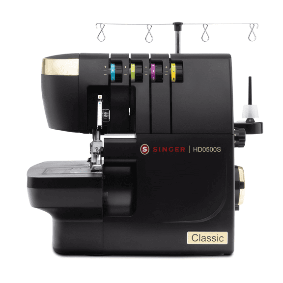 SINGER® HD0500S Classic Black Serger Overlock Sewing Machine with Accessories | 6 Built-In Stitch Types | LED Light | 1,300 Stitches Per Minute