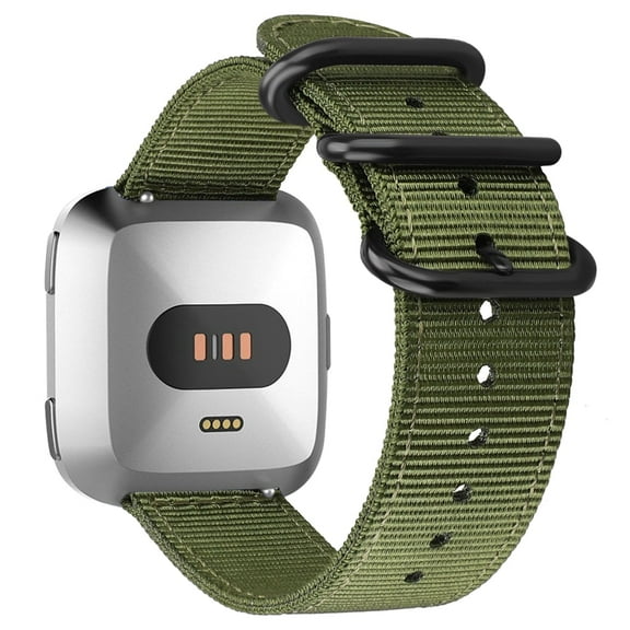 Fintie Band for Fitbit Versa 2 / Versa / Versa Lite Edition, Double Layer Soft Woven Nylon Replacement Strap Band with Metal Buckle Olive