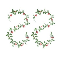 2-Pack Christmas Greenery Garland, Artificial Holly Leaf with Red Berries Vines for Staircase Mantel Wall Holiday Decor(B)