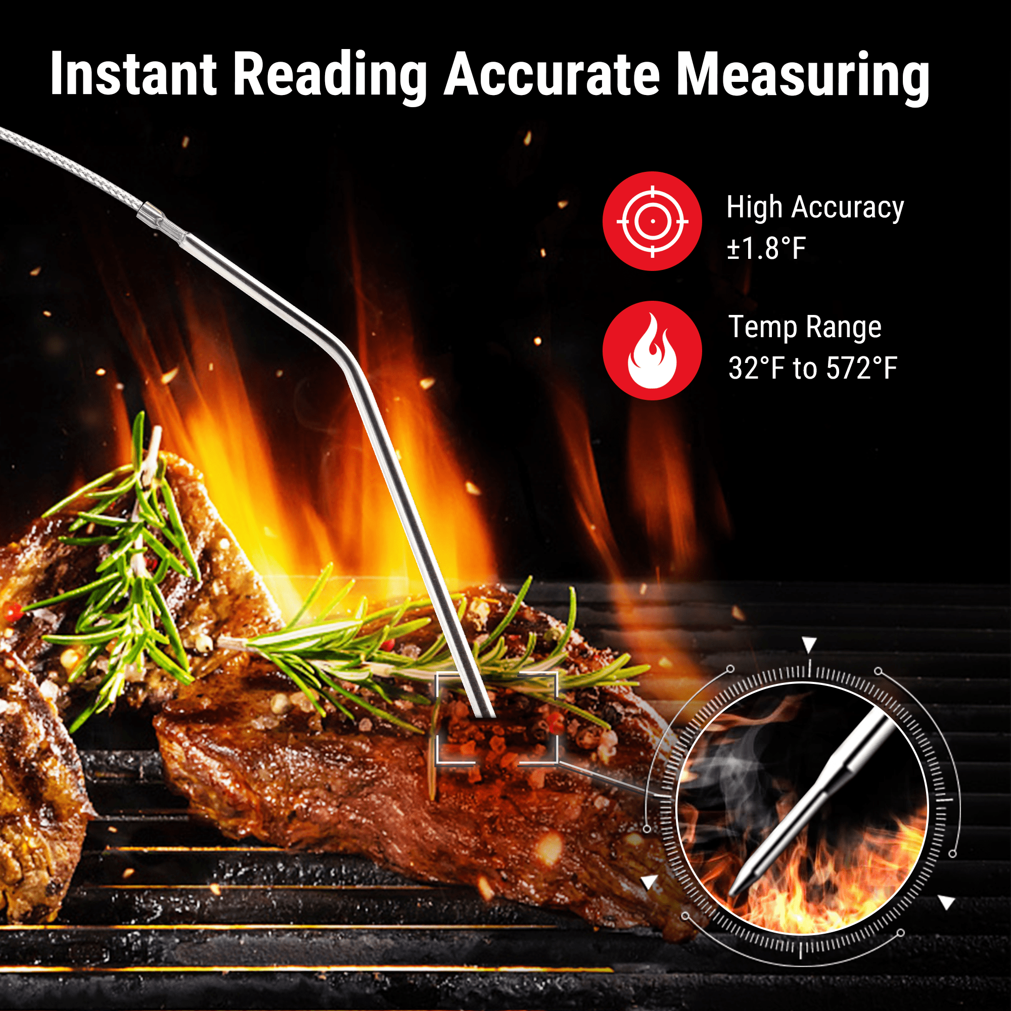 Wireless Food/Meat Thermometer for Oven W/ Temperature Probe Thermo Pro  Digital