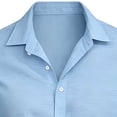 thumbnail image 4 of Men's Solid Casual Button Up Shirt Polyester | Short Sleeve Blouse Top Turndown Collar Relaxed Fit Easy Care Wrinkle Resistant Daily Wear Work Dress Shirt Gift | Zenithor,Sky Blue XL, 4 of 5