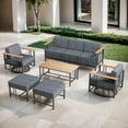 thumbnail image 3 of Opohoro 6-Pieces Outdoor Conversation Set with Patio Sofa, Swivel Rocking Chairs and Ottomans, Black, 3 of 14
