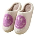 thumbnail image 2 of PacificPlex Slippers Womens Plush Happy Face 9-10.5 Purple, 2 of 7