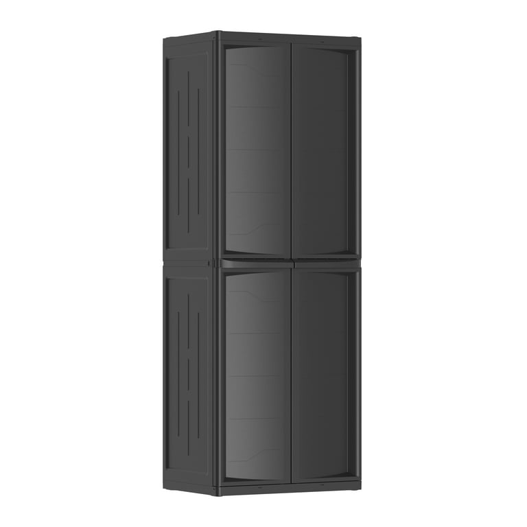 Hyper Tough Plastic 4-Shelf Garage Storage Utility Cabinet, Black Finish