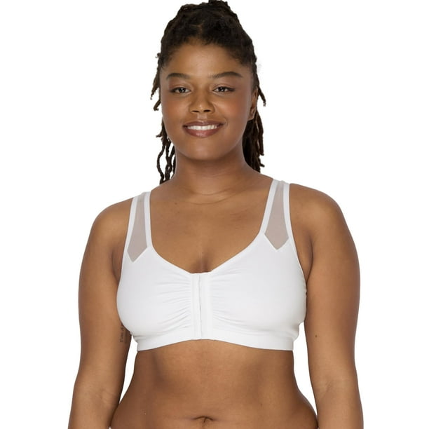 Sujetador deportivo Fruit of the Loom, cómodo, cierre frontal, blanco, para mujer