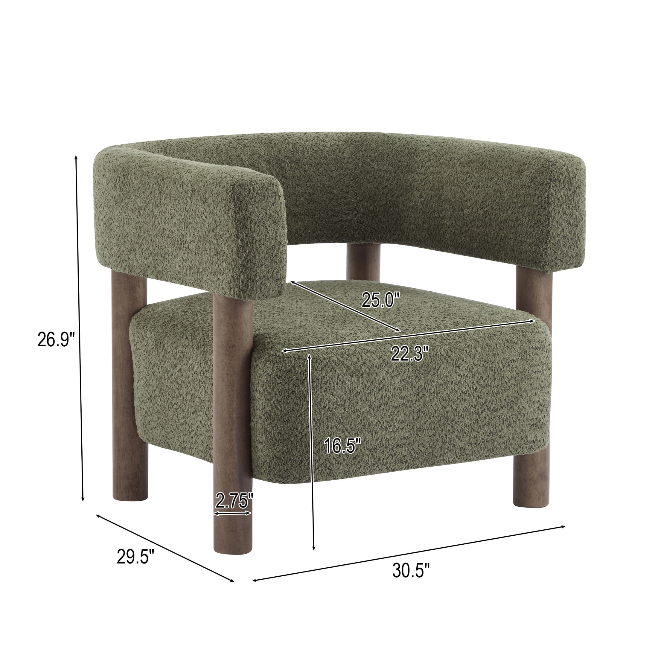 Christopher Knight Home Modern Boucle Upholstered Accent Chair, Lounge Chair with Solid Wood Legs, Green
