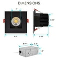 thumbnail image 4 of Luxrite 4" Square LED Recessed Light J-Box 15W 5 Color Options 1100 Lumens Dimmable Wet Rated IC Rated Black, 4 of 5