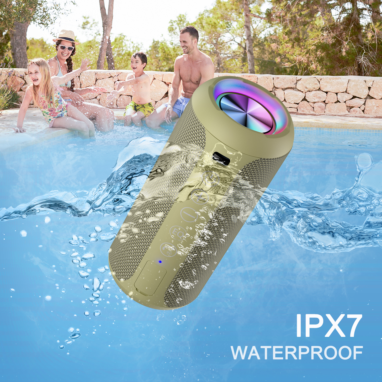 Ortizan Rugged Portable Bluetooth Speaker, IPX7, 24W, 30H photo 4