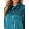 thumbnail image 5 of DARING DIVA Pajama Satin Oversize Casual Button Down Point Collar Set XL Blue, 5 of 7