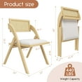 thumbnail image 3 of Folding Dining Chairs Set of 2, Foldable Wood Kitchen Chairs with Padded Cushion, Modern Mid Century Rattan Dining Room Chairs, Foldable Dining Chairs for Small Space, No Assembly, Beige, 3 of 6