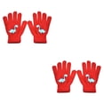 thumbnail image 1 of Minnieouse 1 par de guantes de invierno para niños, cómodos, cálidos, para tejer, para mantener el calor, cubiertas para los dedos con patrón 2piezas Rojo, 1 of 6