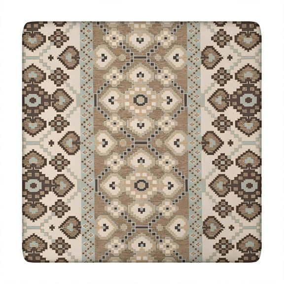 Colorful Floral Square Table Cover with Stretch Elastic Edges, 34x34 Inch Boho Tablecloth for Indoor and Outdoor Card Tables