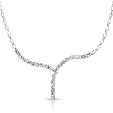 1.0 Carat T.W. Diamond 10kt White Gold Riviera Cluster Necklace