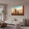 thumbnail image 3 of Un hombre adulto y un niño pequeño de pie junto a una ventana grande, mirando el paisaje urbano, póster de lienzo, decoración de dormitorio, paisaje deportivo, decoración de habitación de oficina,, 3 of 8