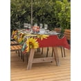 thumbnail image 2 of Outdoor Tablecloth with Umbrella Hole and Zipper, Cows Sunflowers Rectangle Table Cloth 52x70 Inch Waterproof Tablecloth, Spring Botanical Floral Bees Red Barn Picnic Table Cover for Patio Camping, 2 of 7
