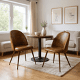thumbnail image 1 of Homy Casa Set of 2 Modern Upholstered Dining Chairs with Wood Grain Metal Legs and Armless Design, 1 of 9