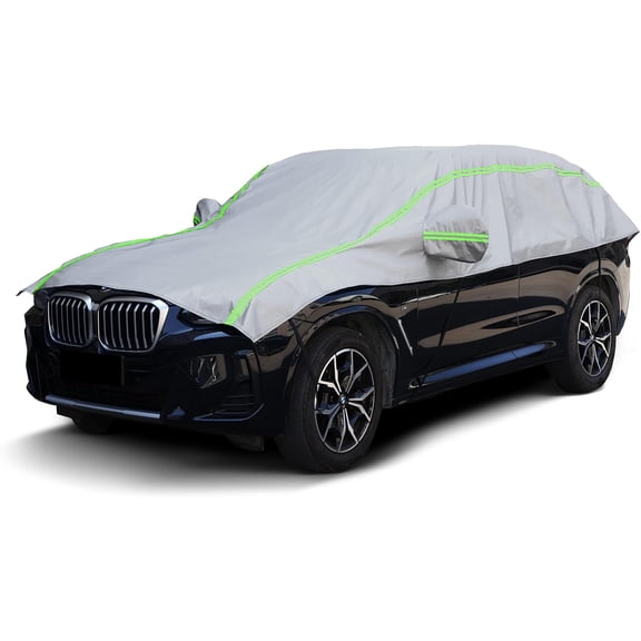 Half Car Cover Snow, Hail Car Cover with Cotton Liner, Sunroof & Windshield Cover for Ice and Snow, All Weather Car Body Cover for Sun, Rain, Dust, Fit SUV L