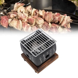 Charcoal Grill, alliage d'aluminium même distribution de chaleur Style japonais BBQ Grill Chauffage rapide Grill compact et portable de style japonais avec grill en mésure de fil pour les pique-niques, Maison