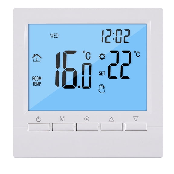 Programmable Digital Thermostat 3A Weekly Room Temperature Controller for Efficient Home Heating White Backlight