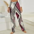 thumbnail image 3 of Abstract Geometric Maroon Pattern Winter Female Pants Flannel High Waist Women Pants Lady Warm Straight Leg Plush Trousers, 3 of 7