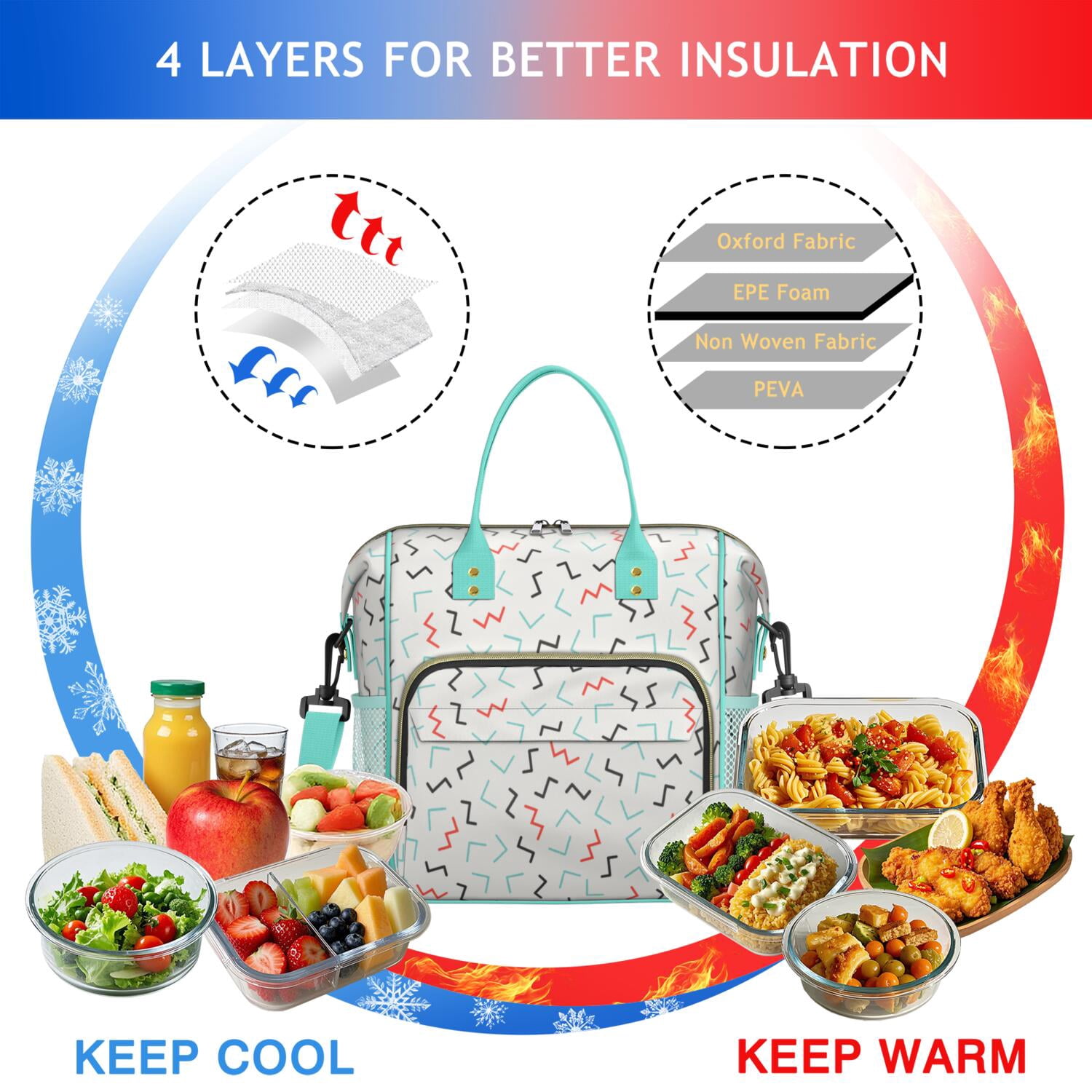 Vintage Red Polka Dots Lunch Tote - Large Insulated & Leakproof Cooler Bag for Men Women, Durable Thermal Food Storage with Shoulder Strap