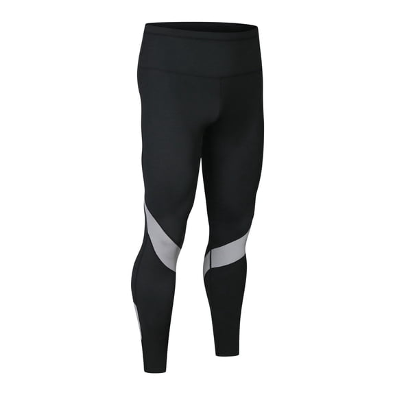 Bibifish Mens Athletic Tights High Waist Contrast Panel Compression 4-Way Stretch Quick Dry leggings Cycling Training Daily Athletic yoga leggings