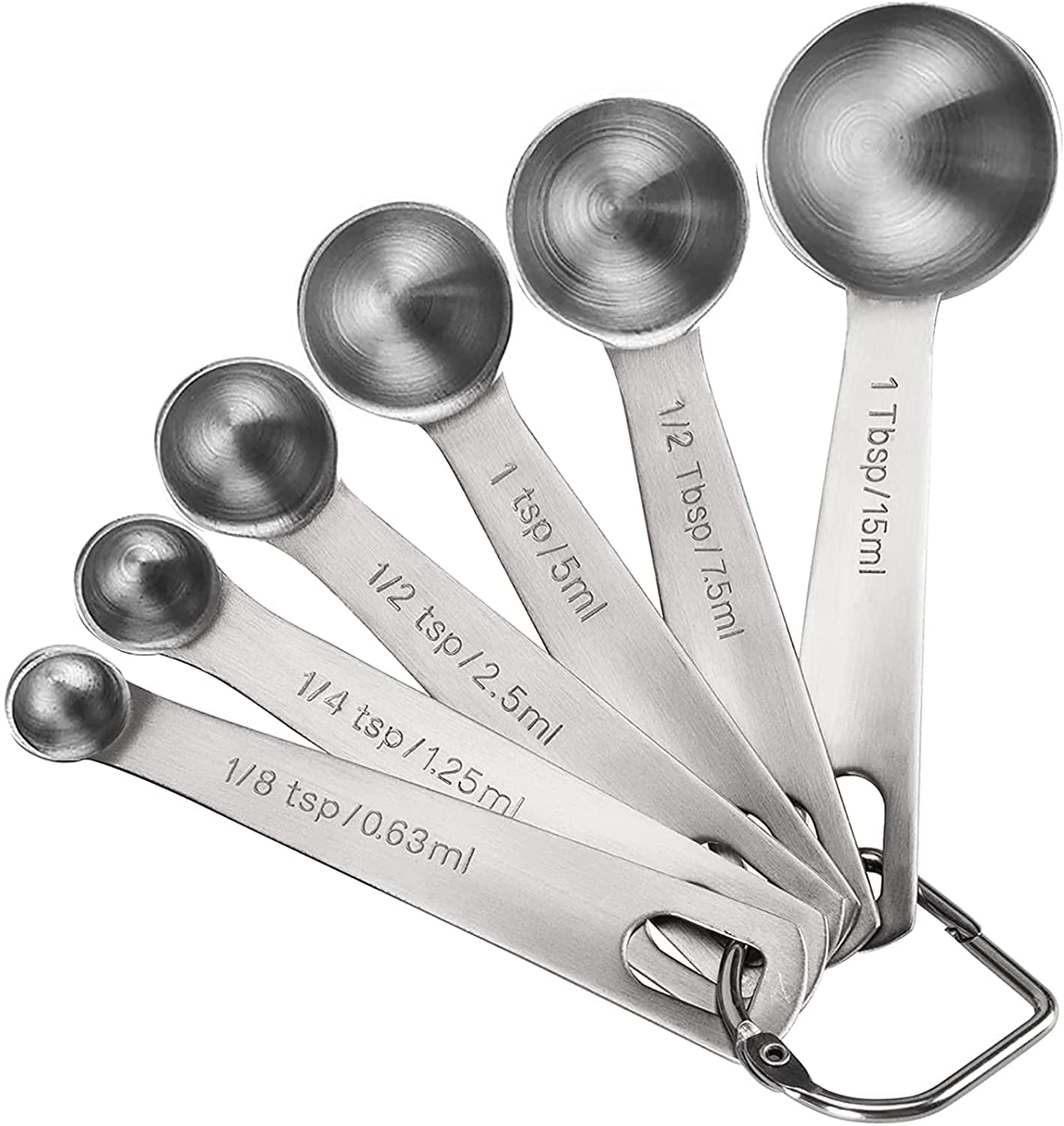 Square Measuring Spoon With Scale Heavy Duty Stainless Steel Metal for  Kitchen Baking Milk Coffee Tea Dry or Liquid, Set of 6