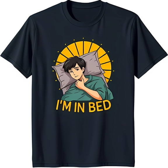 Funny 'I'm in Bed' Graphic T-Shirt for Men Sleepy Man Design