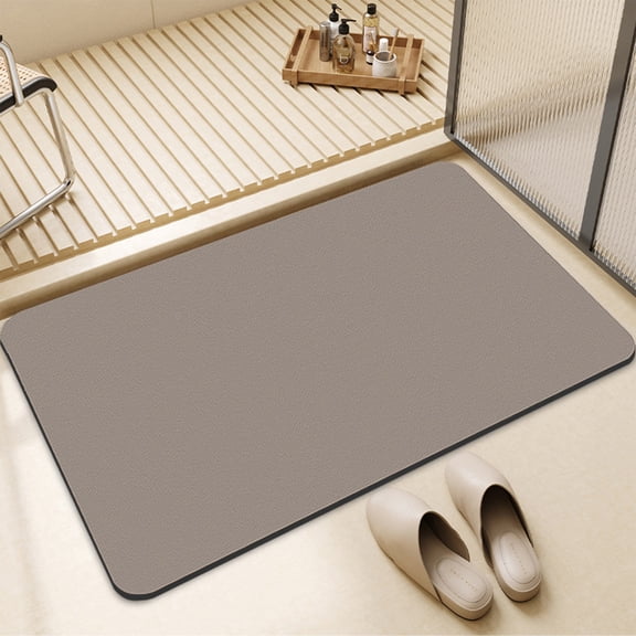 Blue Rubber Bath Mat 16"x24", Super Absorbent Quick Dry Non-Slip Bathroom Floor Rug, Washable Stain Resistant Shower Mat for Bathtub & Bathroom,Coffee