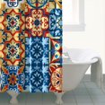 thumbnail image 5 of Extra Long Boho Shower Curtain 72x84 Inches - Vintage Floral & Tropical Leaves Pattern, Waterproof Bohemian Bathroom Decor with 12 Hooks, Tribal Rustic Style, 5 of 5