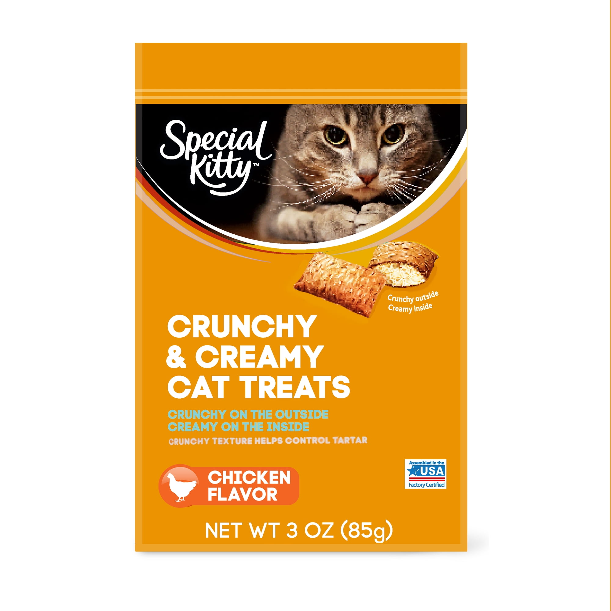 Special Kitty Crunchy & Creamy Cat Treats, Chicken Flavor, 3 Oz