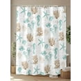 thumbnail image 4 of Coastal Nautical Shower Curtain, Seahorse Coral Starfish Shell Bathroom Decor Curtains Set with Hooks, Aqua Brown Waterproof Fabric Home Accessories， Stall 36 X 78 Inch, 4 of 6