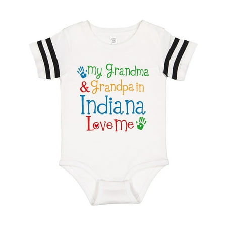 

Inktastic Indiana Grandma Grandpa Loves Me Gift Baby Boy or Baby Girl Bodysuit
