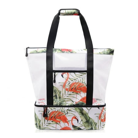 

Gecorid Ladies Picnic Bag Mesh Refrigerator Compartment Zipper Tote Bag