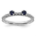 thumbnail image 4 of Auriga Fine Jewelry 925 Sterling Silver Created Sapphire Two Stone Ring for Women Size 8, 4 of 6