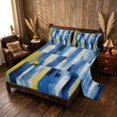 thumbnail image 2 of Manfei Watercolor Ombre Bed Sheets, Abstract Artwork Fuul Size Sheets, Blue Yellow, Navy Reversible 4pcs1 Flat Sheet + 1 Fitted Sheet + 2 Pillowcases, 2 of 6