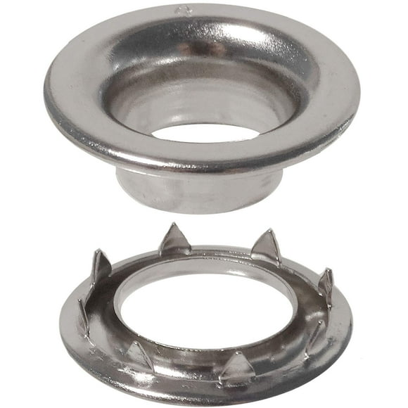 Stimpson 4RRGSWSSM100 Rolled Rim Grommet and Spur Washer Marine Grade Stainless Durable, Reliable, Heavy-Duty #4 Set (100 Pieces)