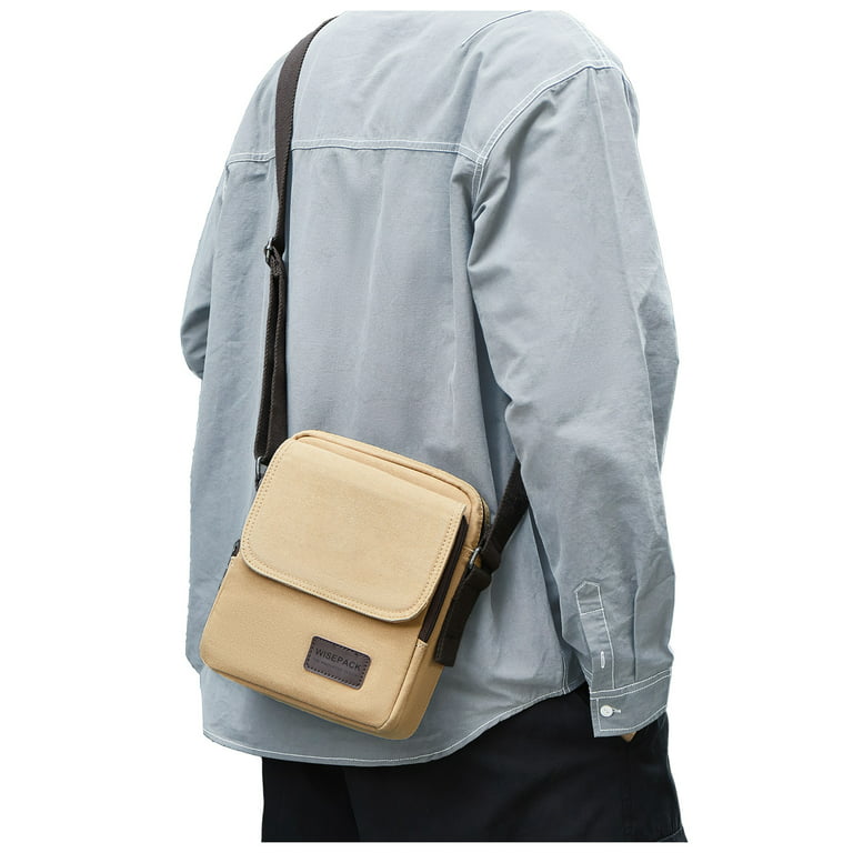 Mens Crossbody Bag,Man Purse Side Bag over the Shoulder Bag for Men Women  Small Canvas Messenger Bag for Phone Passport