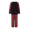 thumbnail image 6 of Christmas Family Pajamas Matching Set Letters Tree Print T-shirt with Plaid Pants Sleepwear Loungewear, 6 of 10